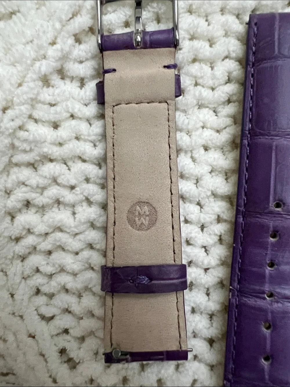 Michele Purple? Leather Croc-Embossed Watch Strap Michele Purple? Leather Croc-Embossed Watch Strap  main image 2